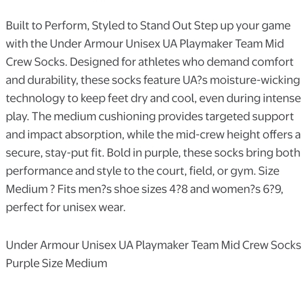 NWT Unisex Under Armour Playmaker Mid Crew Socks - Picture 4 of 4